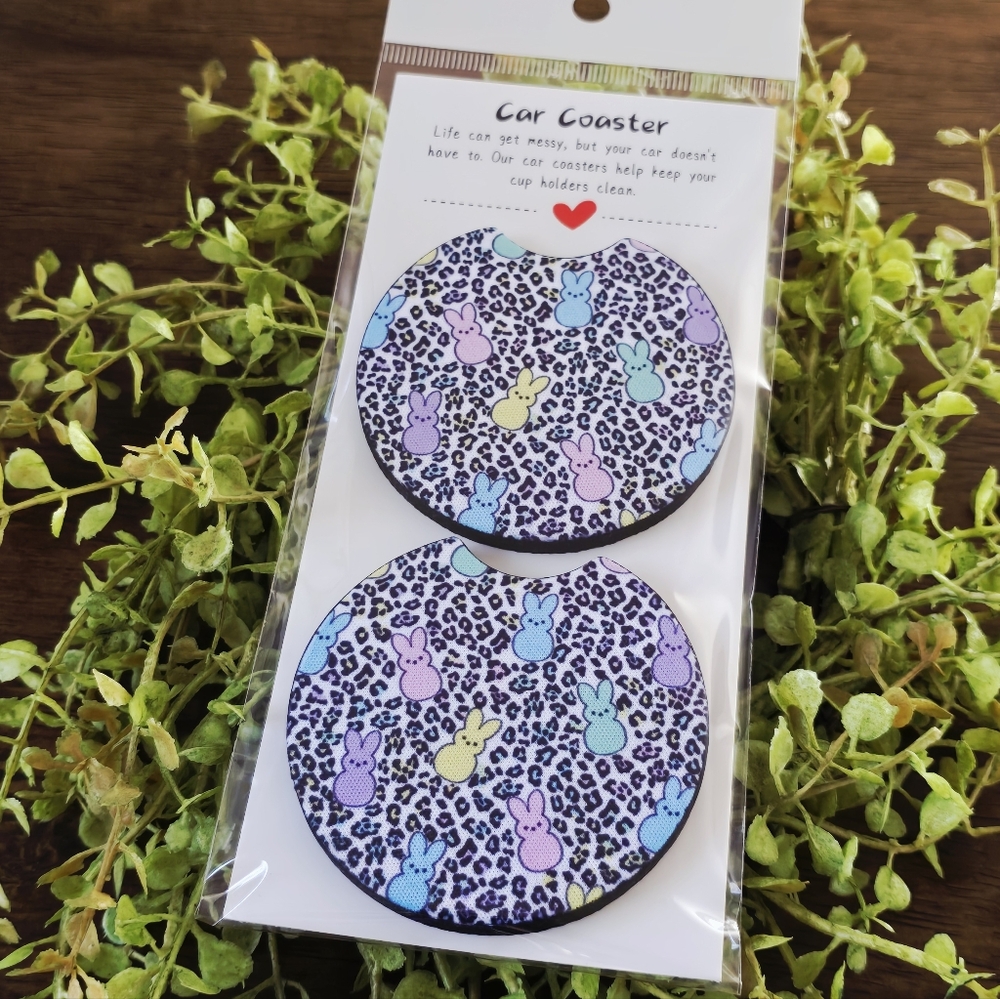 Colorful Bunny Car Coasters
